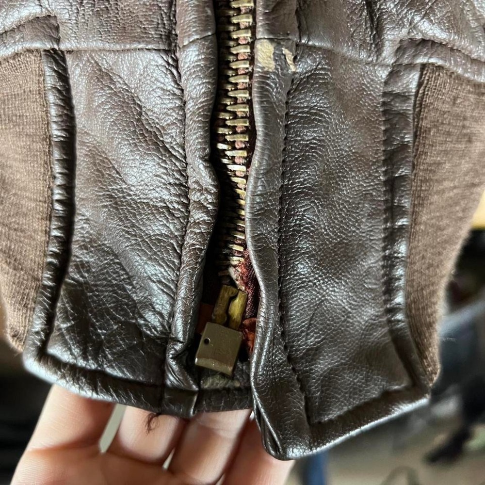 Vintage 70s G1 Brill Bros Goatskin Leather Bomber Jacket with Black Collar - Picture 6 of 8